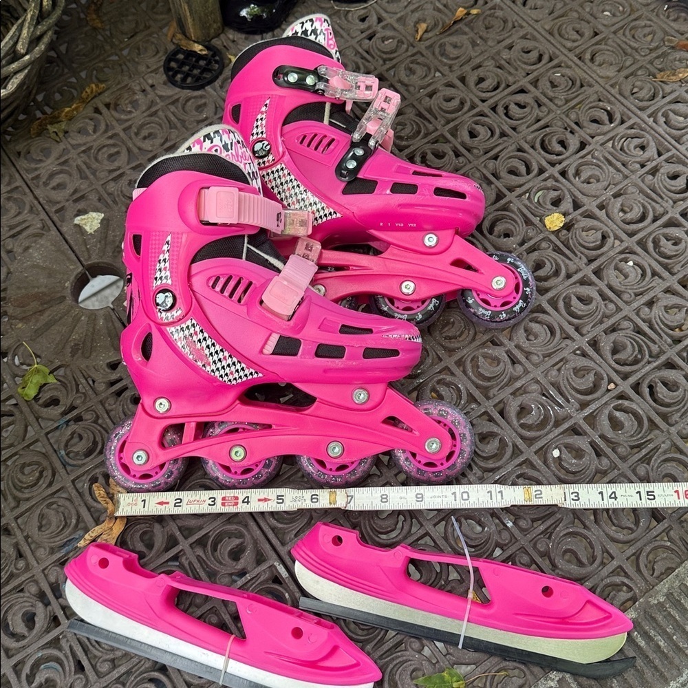 Barbie Convertible Adjustable Inline Skates & Ice Skates Size Y13 Y12